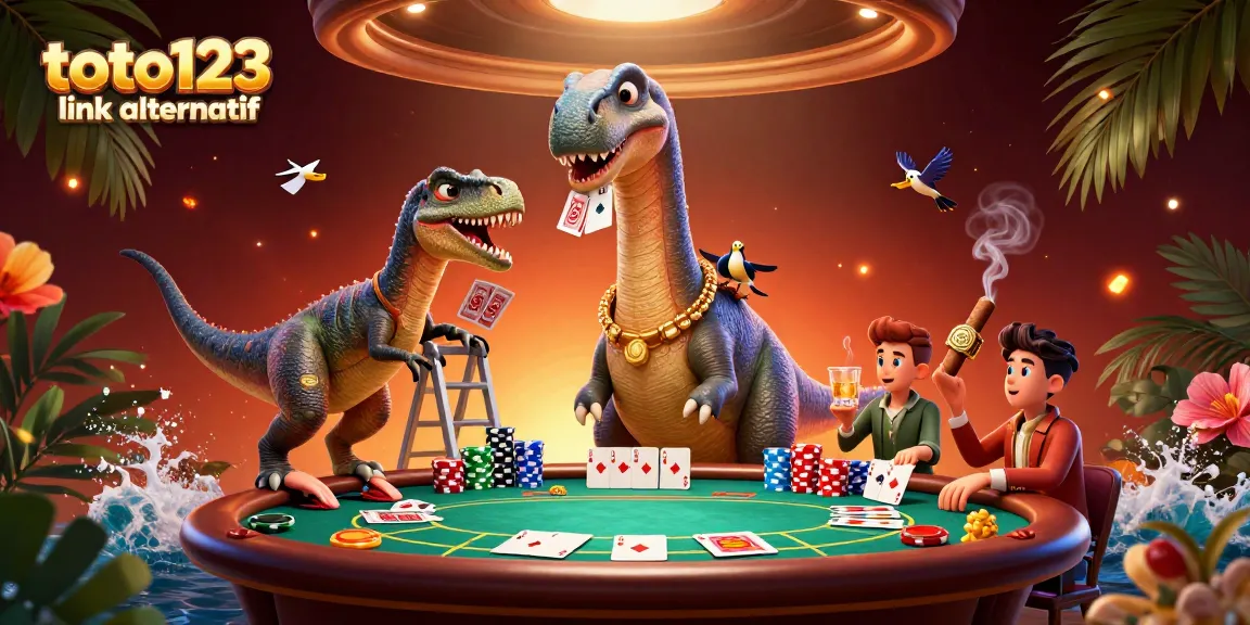 Engage in thrilling gameplay with the dynamic scene featuring toto123 link alternatif and casino elements.