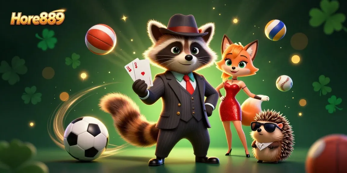 Experience the thrill of winning with Hore889 at this dynamic casino scene featuring engaging characters and exciting game elements.