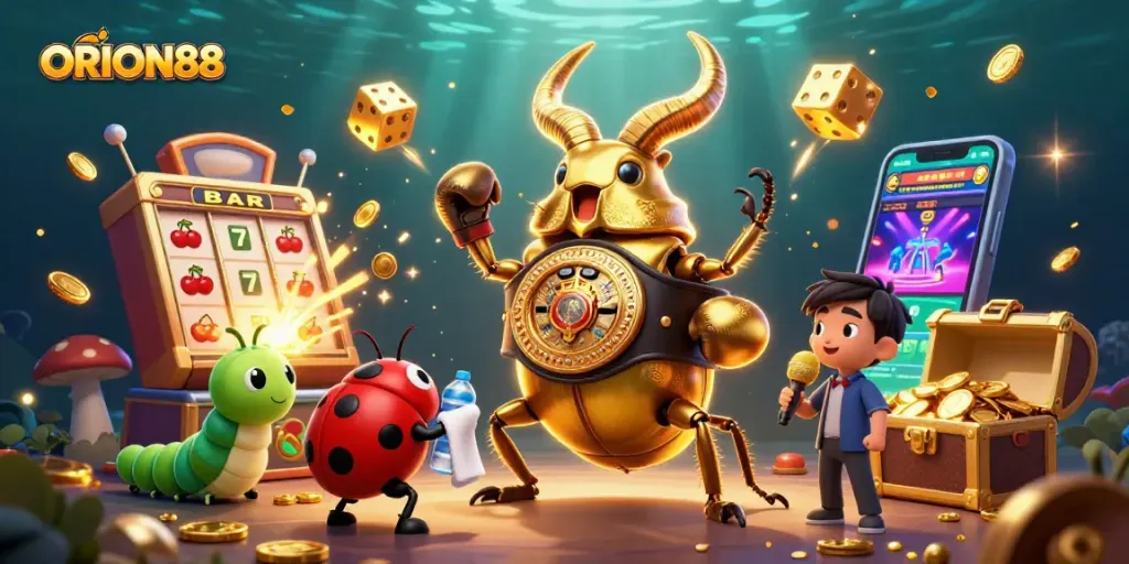 Experience the ORION88 thrill with a dynamic jackpot explosion and vibrant casino elements.