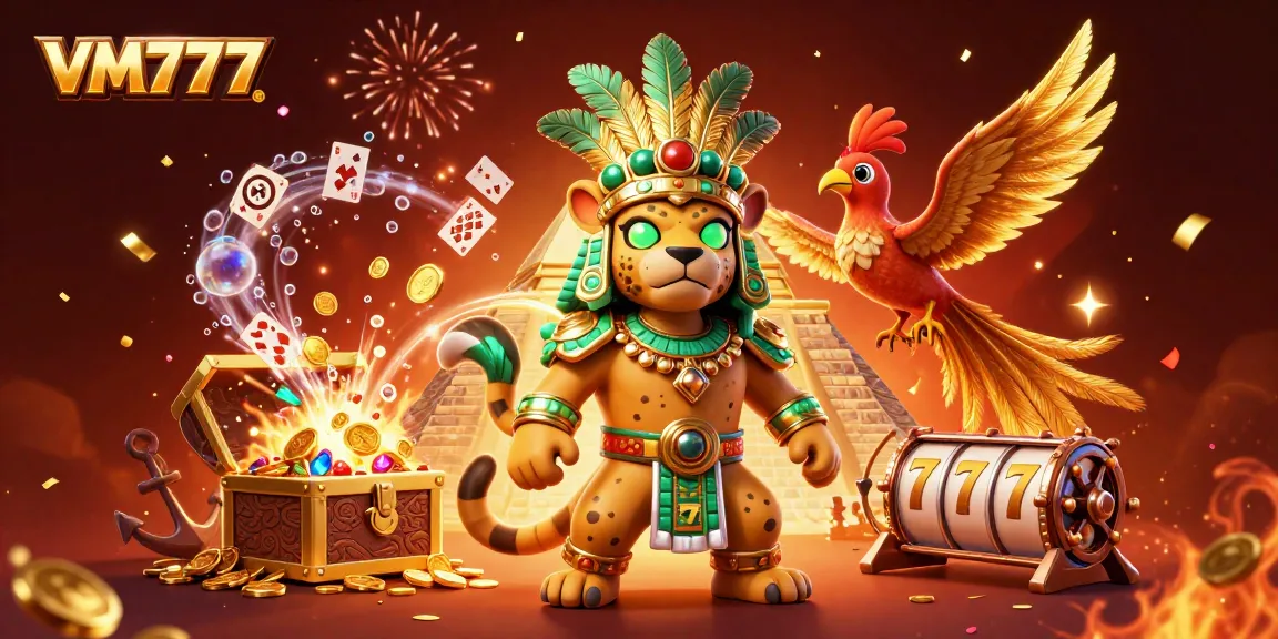 Experience thrilling gameplay at VM777 with vibrant cartoon characters and casino elements highlighting online betting action.