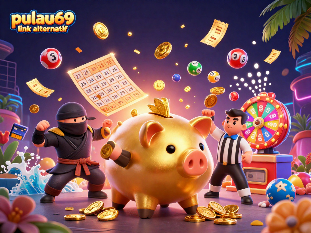 Experience the excitement of pulau69 link alternatif with a vibrant casino illustration featuring dynamic game elements.