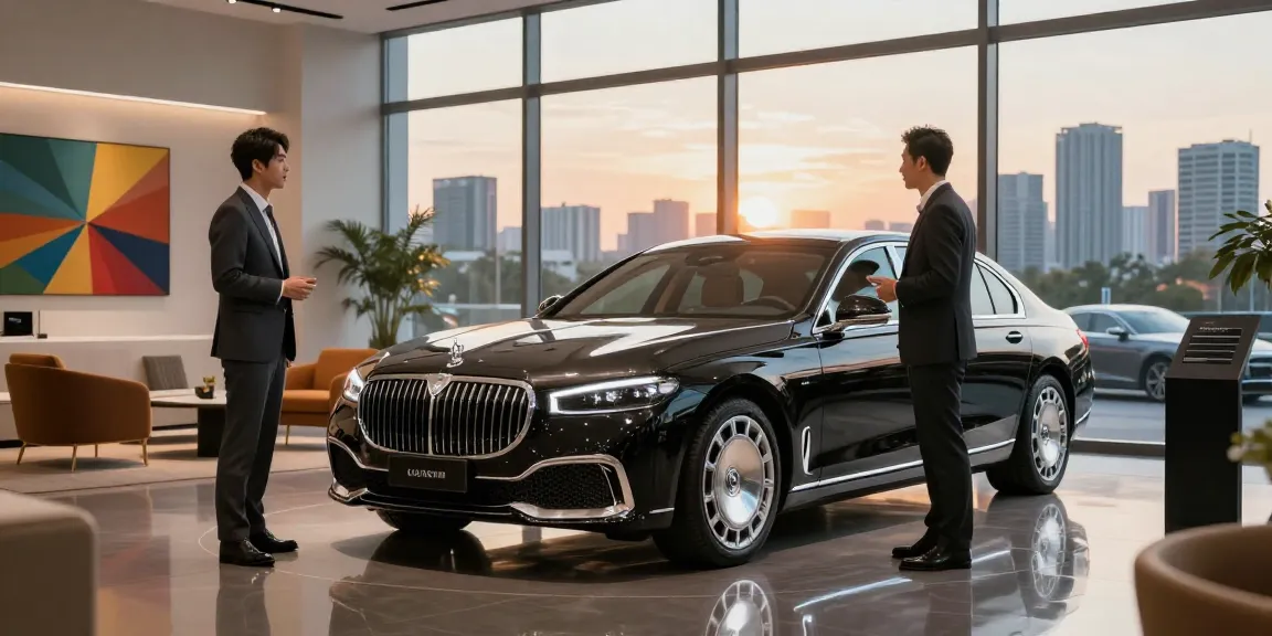 Mobil LUXURY 777 yang mengesankan dalam showroom elegan dengan pencahayaan yang dramatis.
