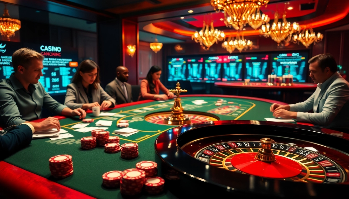 Players engaging intensely at a poker table in a luxurious casino setting inspired by https://mm88.press/.