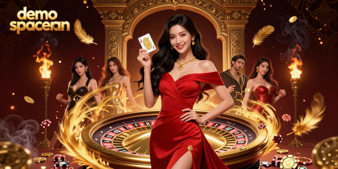 Play demo spaceman in a vibrant 3D casino scene featuring a confident young woman and golden gaming elements.