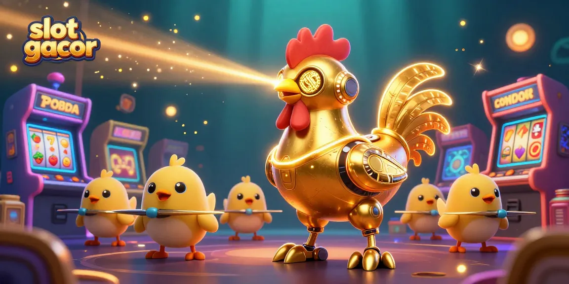 Experience engaging slot gacor action with the golden rooster robot and dynamic game elements.