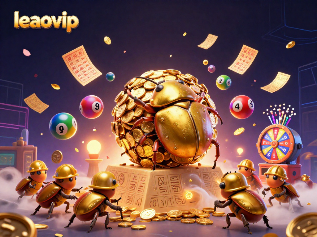 Experience the thrill of leaovip with a vibrant scene of beetles amidst casino games.