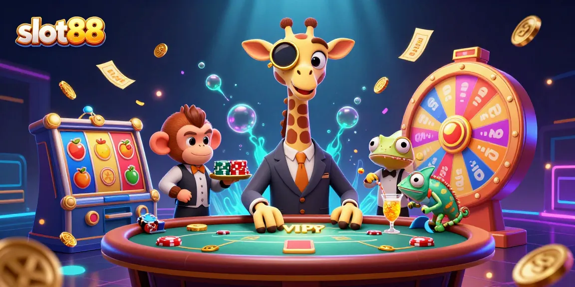 Experience the excitement of slot88 with vibrant slot reels and animated casino elements.