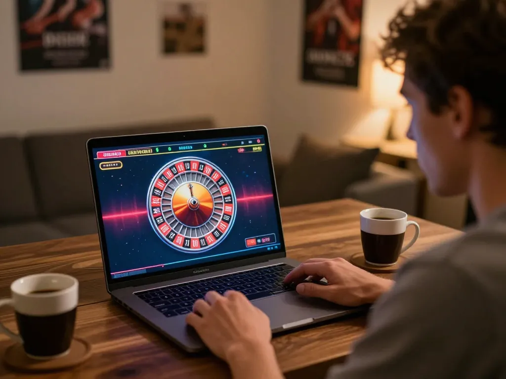 Player strategizing at online casino, maximizing chances with jangkar55 roulette game.