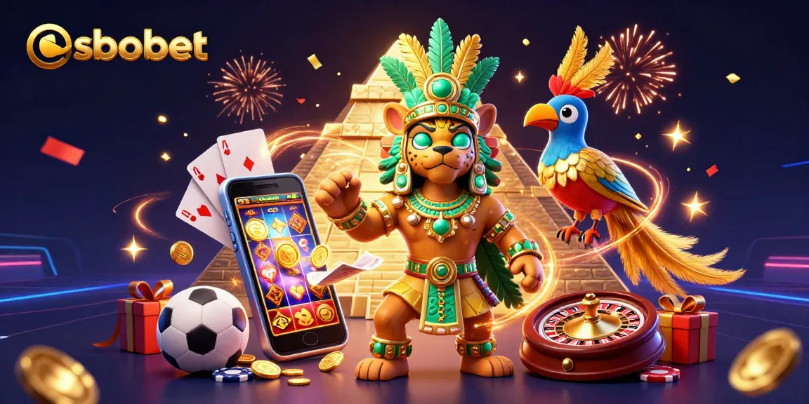 Engage in sbobet sports betting with a dazzling 3D illustration of a Mayan priest and quetzal bird.