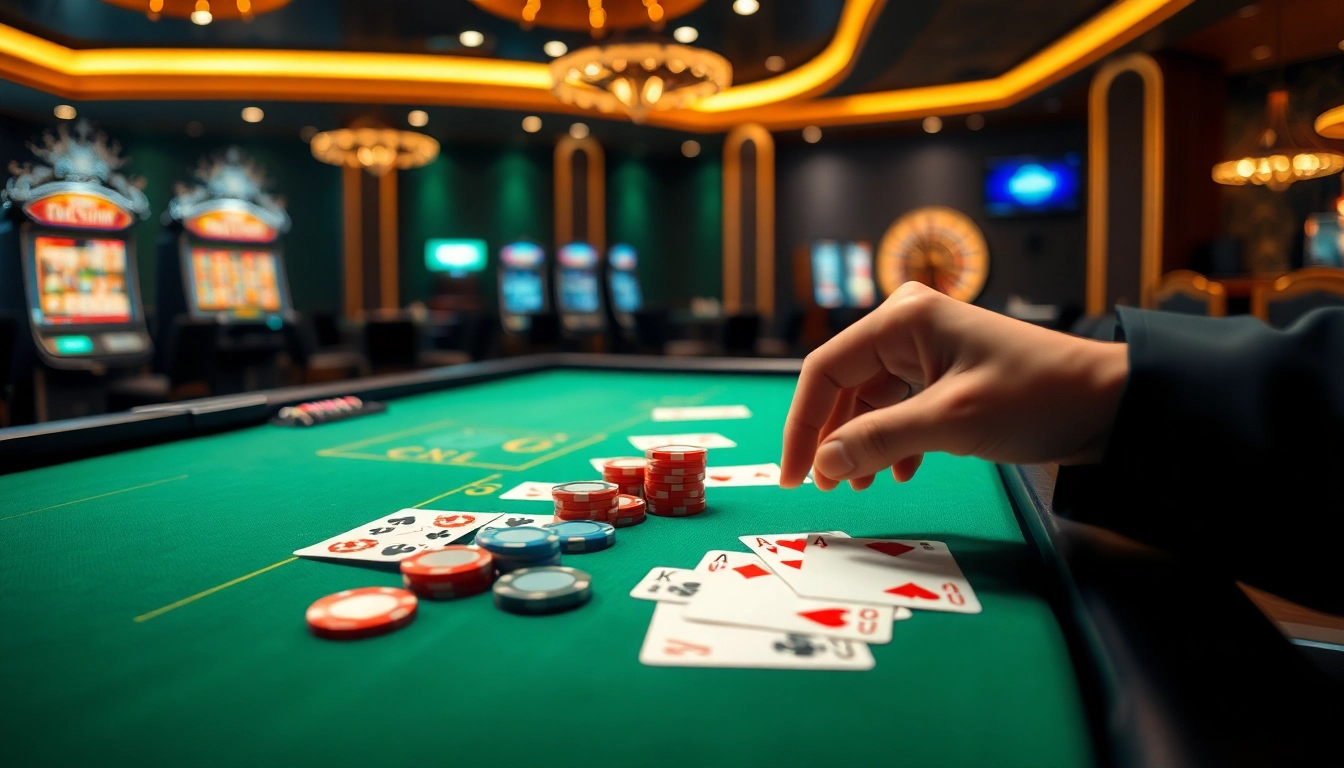 Engaging action of an online poker game with vibrant graphics and poker chips, showcasing poker online excitement.