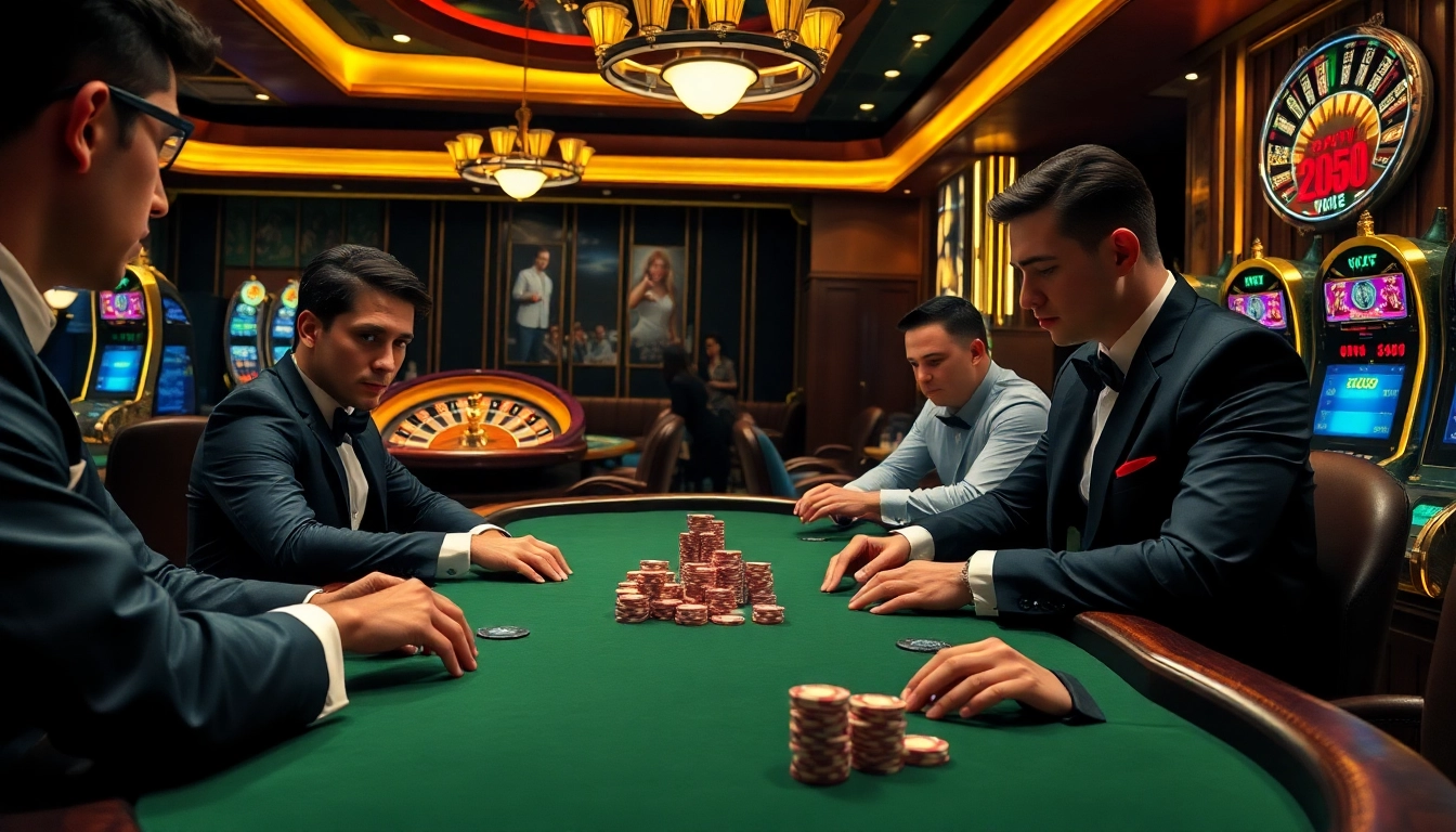 Experience the excitement of đá gà trực tiếp wala88 at a high-stakes casino table filled with gamblers.